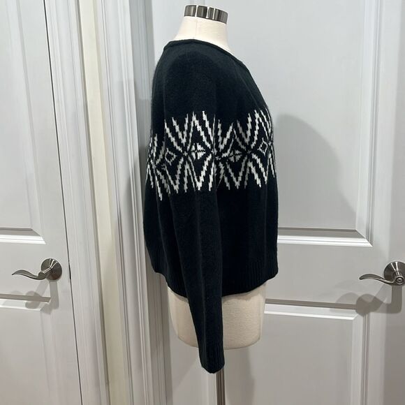 New! Abercrombie & Fitch A&F Fairisle Crew Cardigan Black White Size Large NWT - Picture 7 of 9